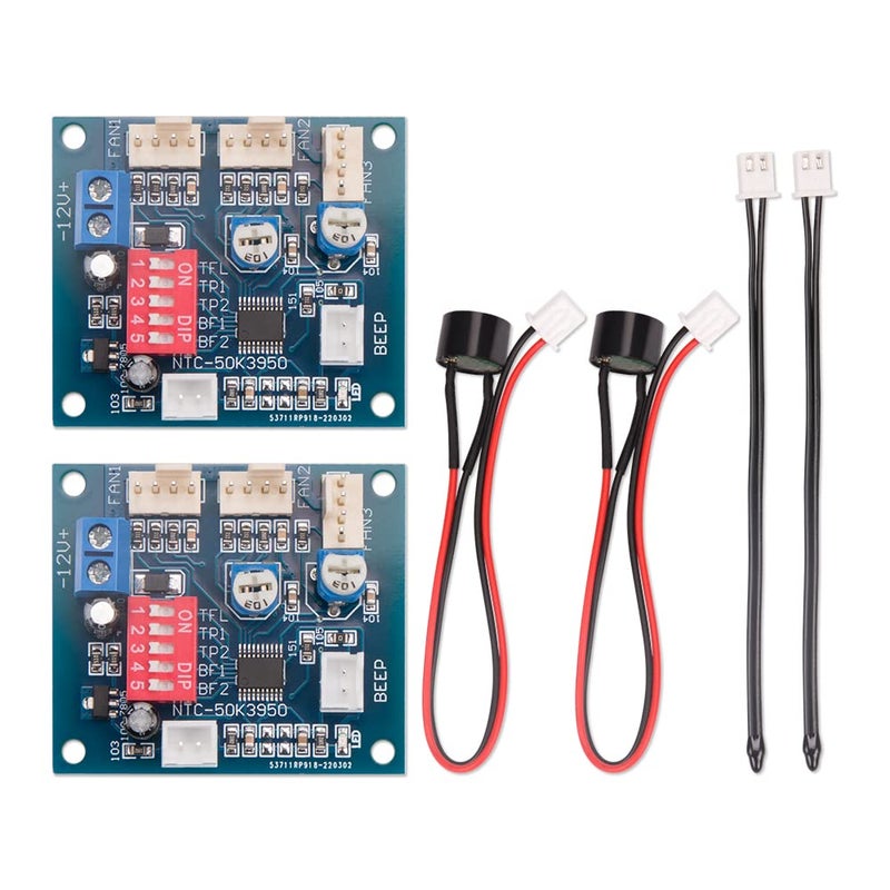 Comidox 2PCS DC 12V 4 Wire PWM PC CPU Fan Temperature Control Speed Controller Module CPU High-Temp Alarm - Image 1